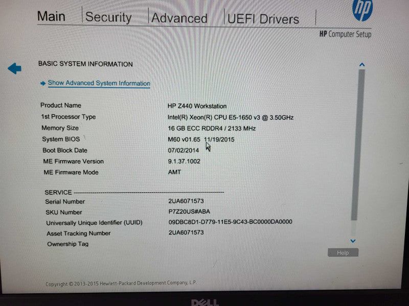 HP Z440 WorkStation Xeon E5-1650 v3 @ 3.50GHz 16GB DDR4 $