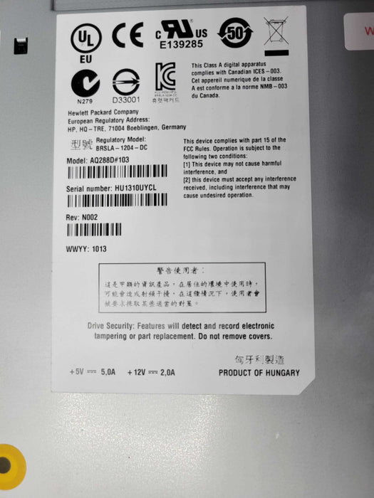 HP 721592-001 AQ288D#103 C0H27A Ultrium LTO 6 SAS Internal Tape Drive Q_
