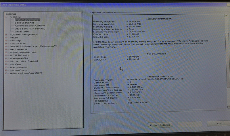 Dell OptiPlex 5060 USFF i5-8500T @ 2.10GHz 16GB DDR4 256GB M.2 + Adapter )