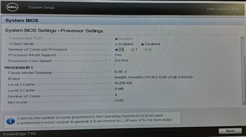 Dell PE T130 Xeon E3-1220 v5 @ 3.00GHz 16GB DDR4 S130 RAID No HDD\\'s  )