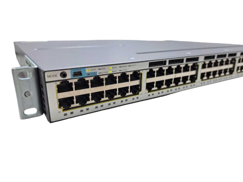 Cisco WS-C3750X-48T-S |48 Port Gigabit Switch + 1G SFP Module 2x 350W PSU )