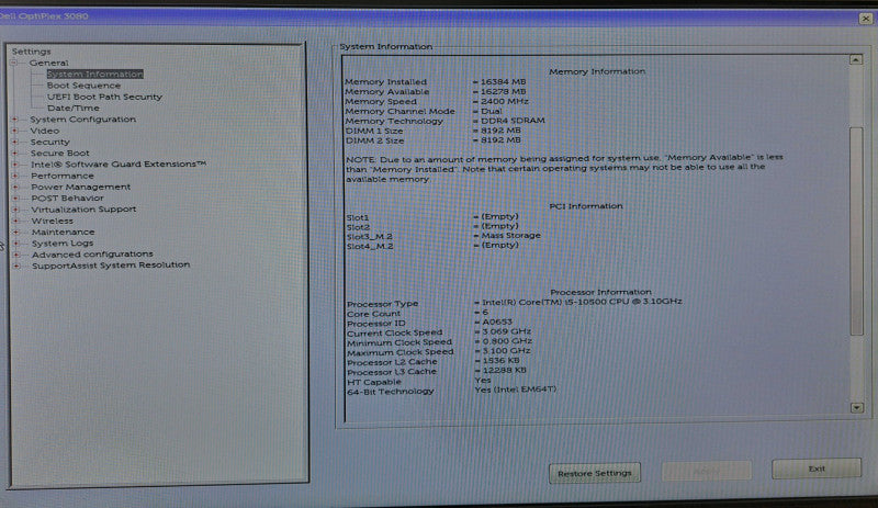 Dell OptiPlex 3080 SFF i5-10500 @ 3.10GHz 16GB DDR4 512GB M.2 )