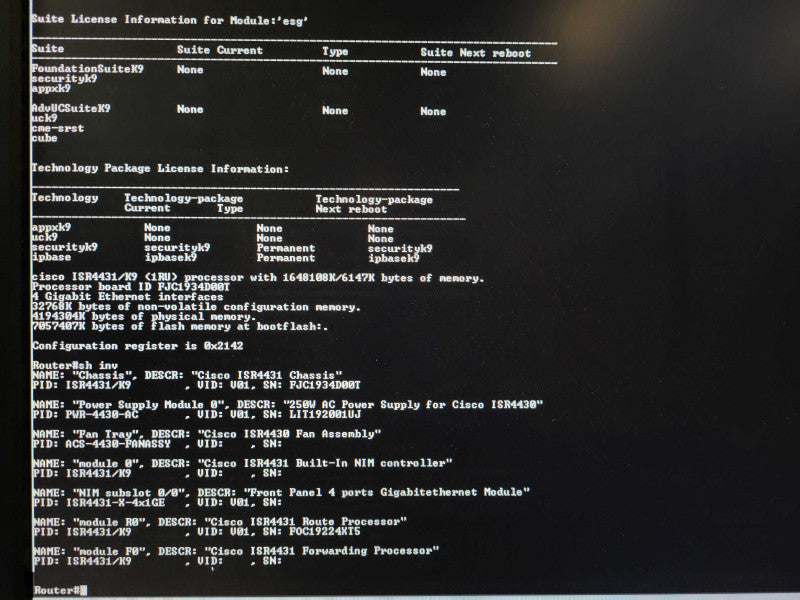 Cisco ISR 4400 Series ISR4431/K9 V01 Port Gigabit Router $