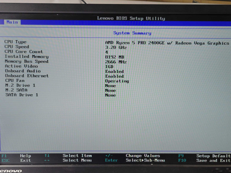 Lenovo ThinkCentre M715q, AMD Ryzen 5 pro 2400GE 3.2GHz, 8GB RAM, w/ Power ad Q_