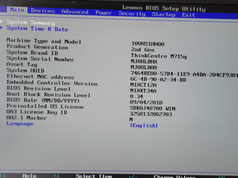 Lenovo ThinkCentre M715q, AMD Ryzen 5 pro 2400GE 3.2GHz, 8GB RAM, w/ Power ad Q_
