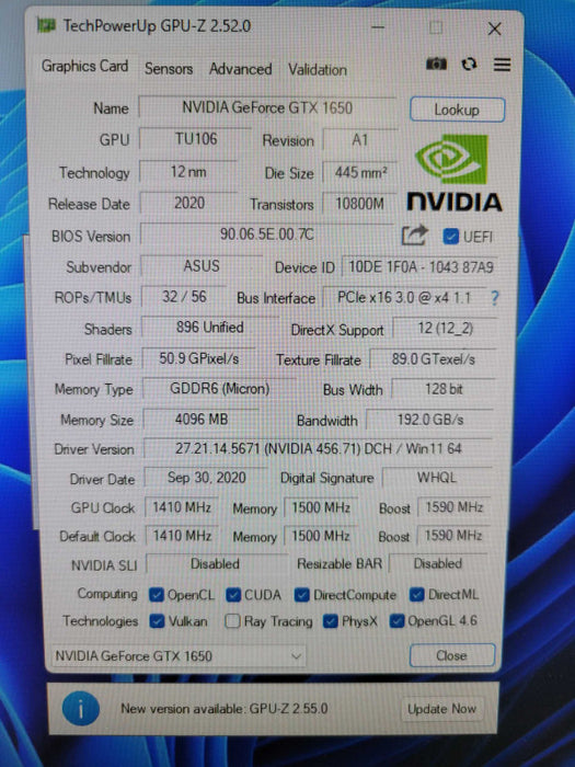 ASUS NVIDIA GTX 1650 4GB %