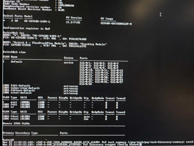 Cisco WS-C2960X-24PS-L V01 Catalyst 24 Port PoE+ Switch Factory Reset $