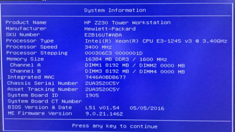HP Z230 WorkStation Xeon E3-1245 v3 @ 3.40GHz 16GB Ram Quadro K600  )