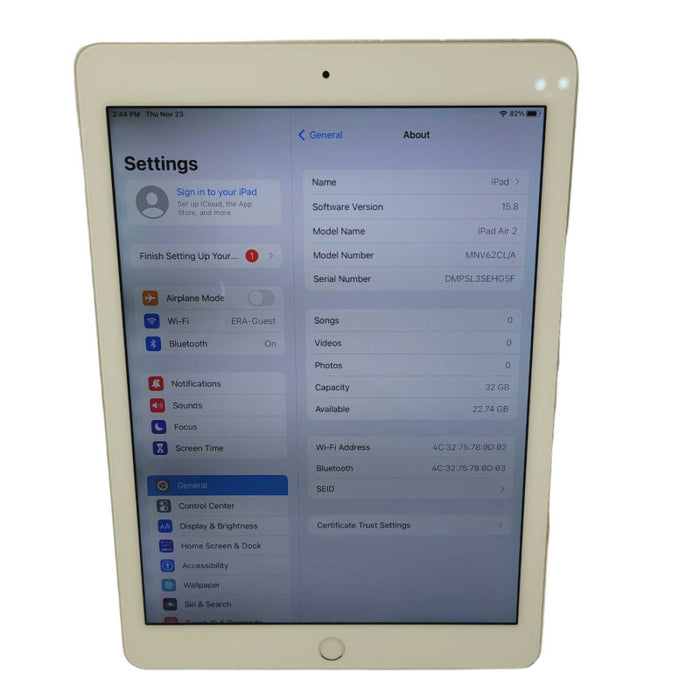 Apple iPad Air 2 32GB A1566 UNLOCKED Plz READ -