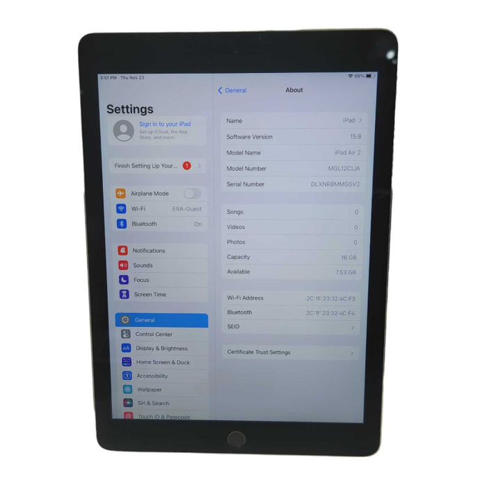 Apple iPad Air 2 16GB UNLOCKED A1566 -