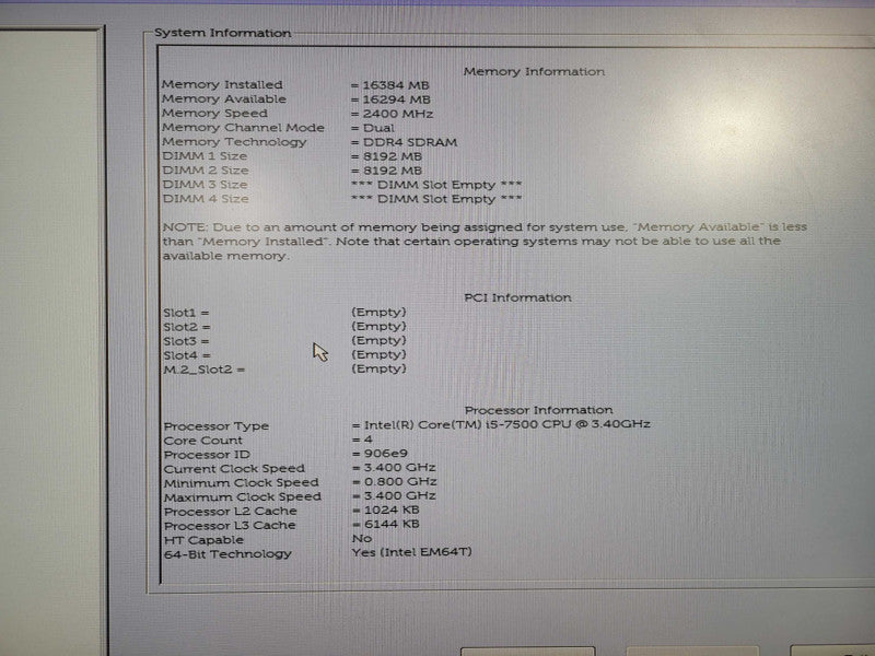 Dell Precision T3620 Core i5-7500 @ 3.40GHz 16GB DDR4 No HDD !