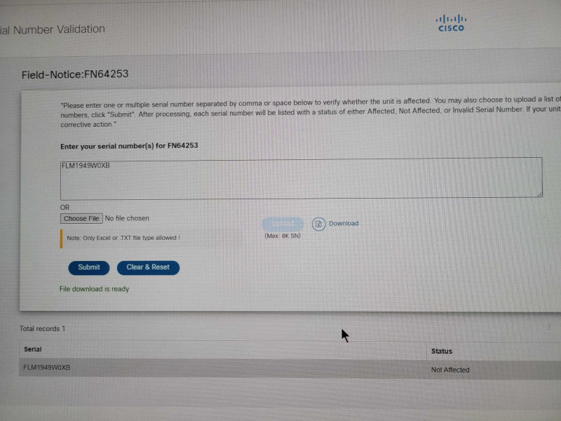 Cisco ISR4331/K9 V04 Enterprise Integrated Service Router Not Affected  _