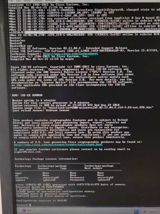 Cisco ISR4331/K9 V04 Enterprise Integrated Service Router Not Affected  _