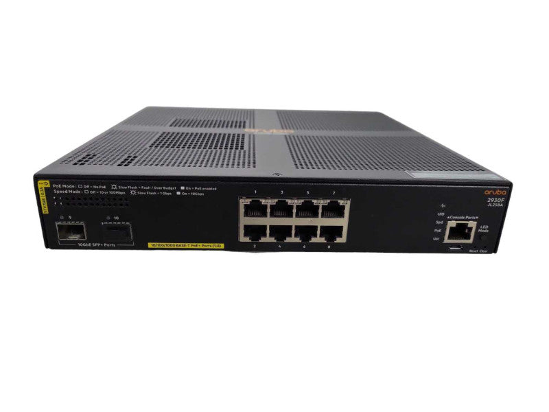 Aruba JL258A 2930F 8-Port 2SFP+ PoE+ Fully Managed Switch !