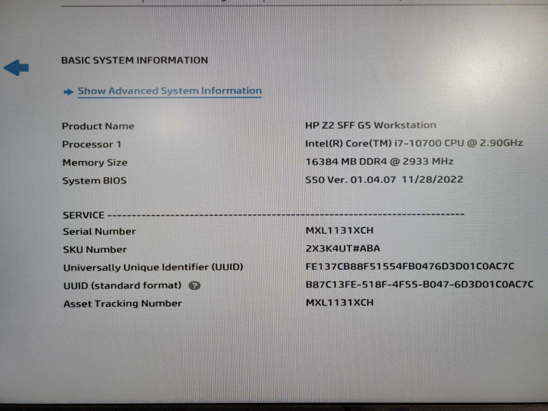 HP Z2 G5 SFF Workstation Core i7-10700 2.9GHz 16GB 512GB m.2 !