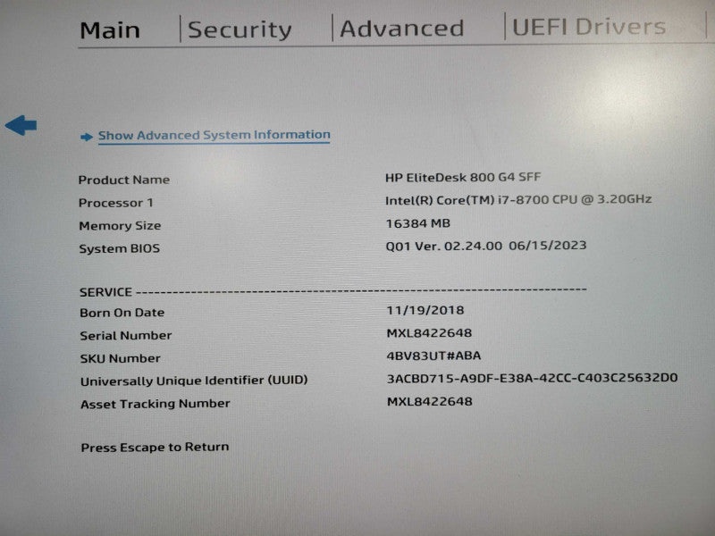 HP EliteDesk 800 G4 SFF i7-8700 @ 3.20GHz 16GB DDR4 512GB NVme !