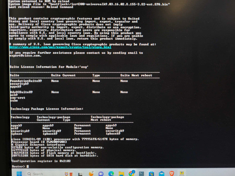 Cisco ISR4331/K9 V02 Enterprise Integrated Service Router Affected $