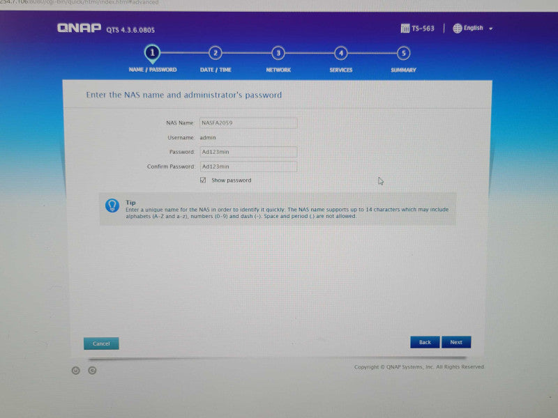 QNAP TS-563 5-Bay NAS Network Storage with 2x 2TB HDDs Q_