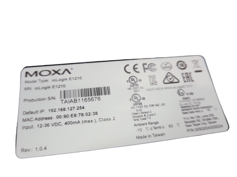 MOXA IOLOGIK E1210 V1.0.4 I/O REMOTE ETHERNET MODULE 15 I/O &