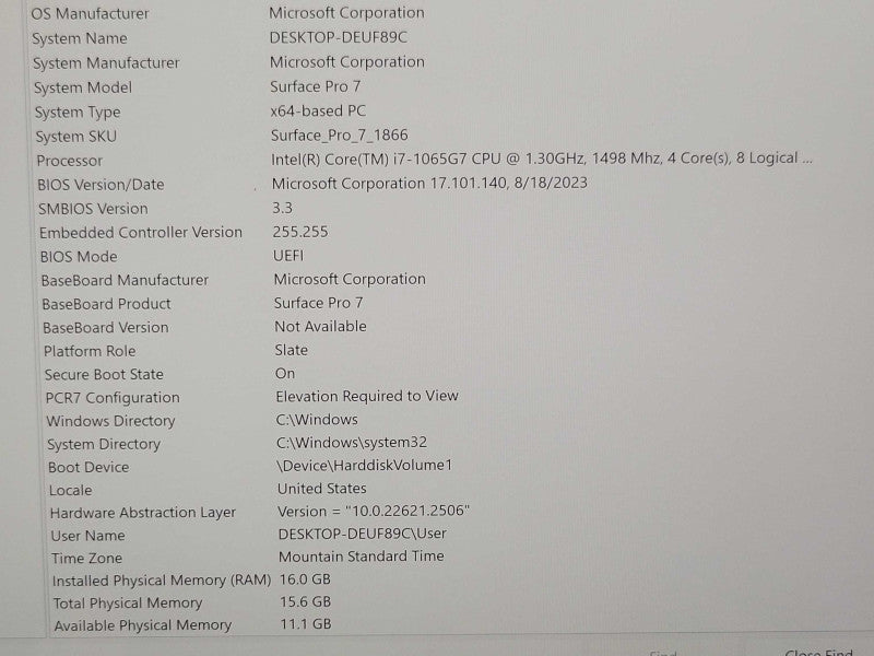 Microsoft Surface Pro 7 1866 Core i7 1065G7 16GB RAM 256GB SSD w Keyboard _
