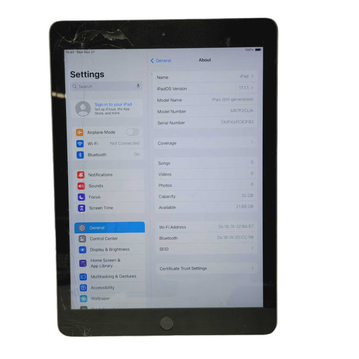 Apple iPad 6th generation 32GB UNLOCKED Plz READ  -