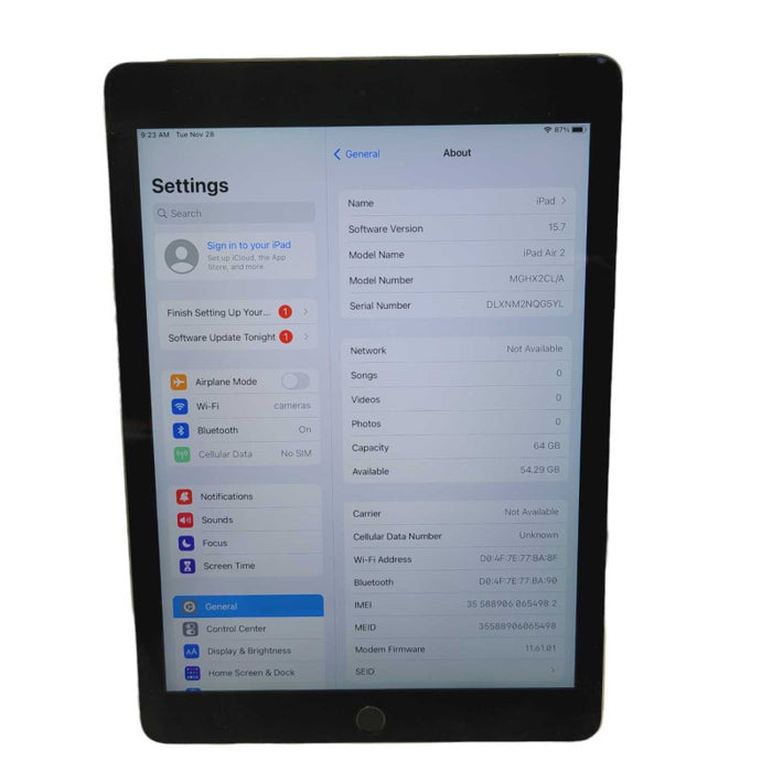 Apple iPad Air 2 A1567 WiFi + Cellular UNLOCKED 64GB -