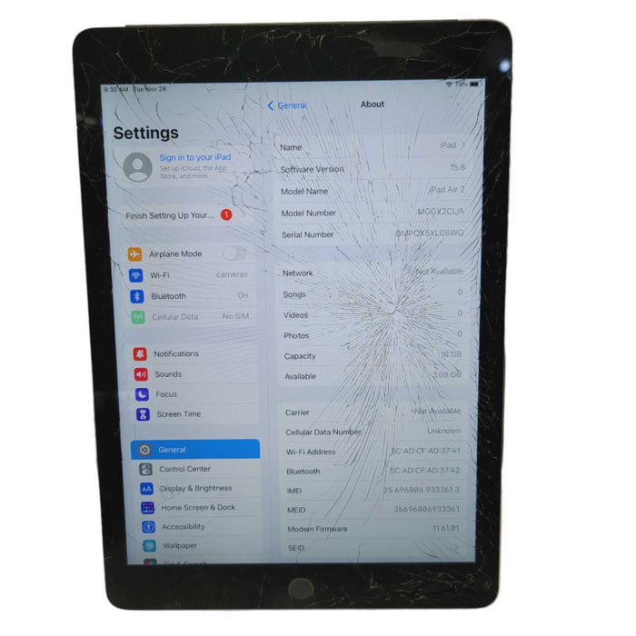Apple iPad Air 2 A1567 16GB WiFi + Cellular UNLOCKED Plz READ  -