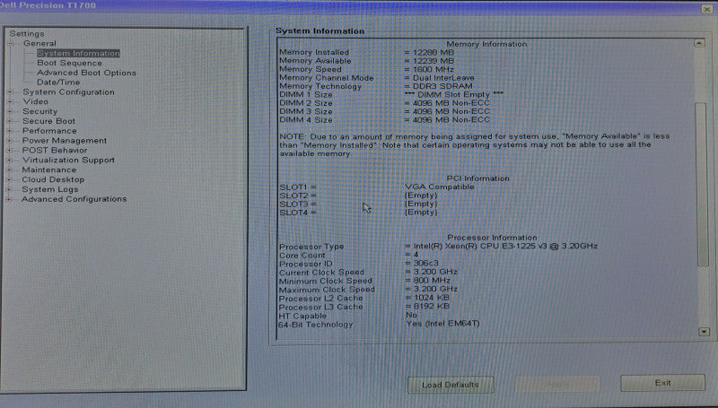Dell Precision T1700 Xeon E3-1225 v3 @ 3.20GHz 12GB Ram No GPU/HDD/s )