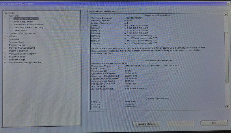 Dell Precision T5810 Xeon E5-1650 v3 @ 3.50GHz 32GB DDR4 NVS 310 425W PSU )