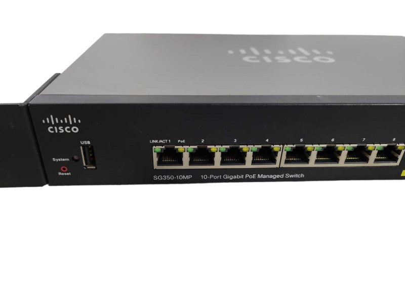 Cisco SG350-10MP 10-port Gigabit PoE Managed Switch With Rack Mounting !