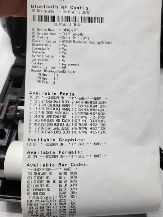 Datamax Oneil MicroFlash 4te MF4Te Bluetooth 200360-101 Receipt printer Q_