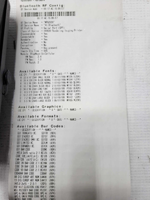Datamax Oneil MicroFlash 4te MF4Te Bluetooth 200360-101 Receipt printer SEE Q_