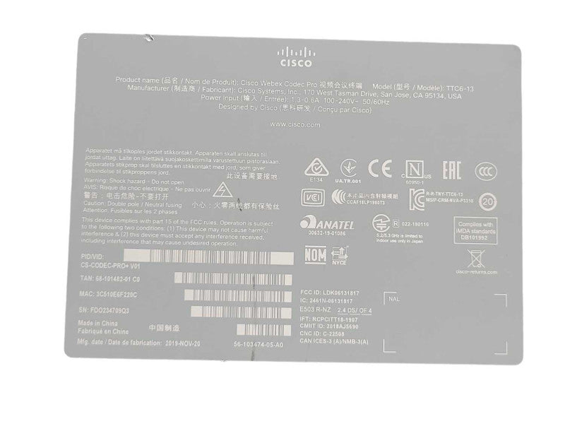 Cisco Codec Pro CS-CODEC-PRO+ TTC6-13 with 1x Antenna, READ _