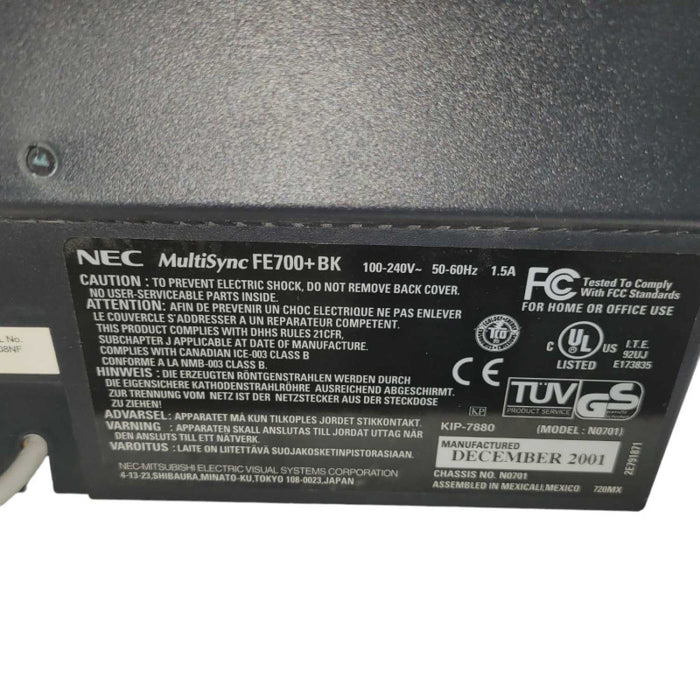 NEC MultiSync 16 inch FE700+BK Flat CRT Monitor  -