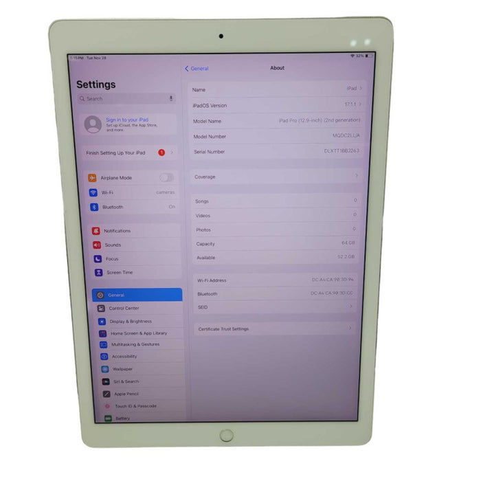 Apple iPad Pro (12.9 inch) (2nd gen) 64GB A1670 UNLOCKED  -