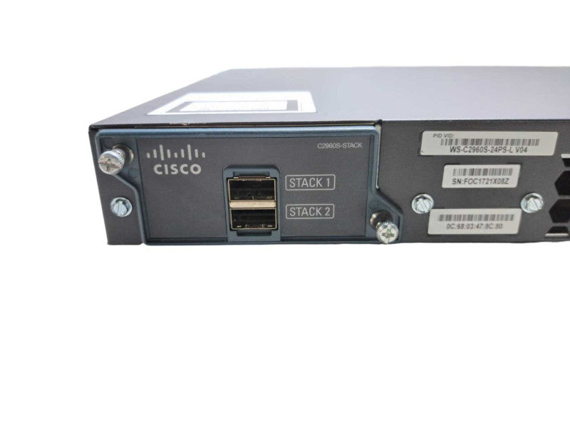 Cisco WS-C2960S-24PS-L | 24 Port Gigabit 370W PoE+ Switch w/ Stack Q)