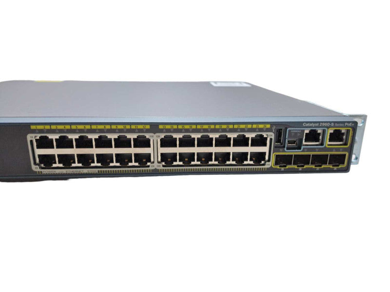 Cisco WS-C2960S-24PS-L | 24 Port Gigabit 370W PoE+ Switch w/ Stack Q)
