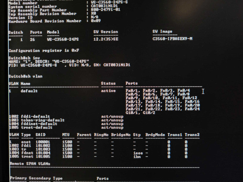 WS-C3560-24PS-S Cisco Catalyst 3560 PoE 24 Port Dual SFP Ethernet Switch Q$