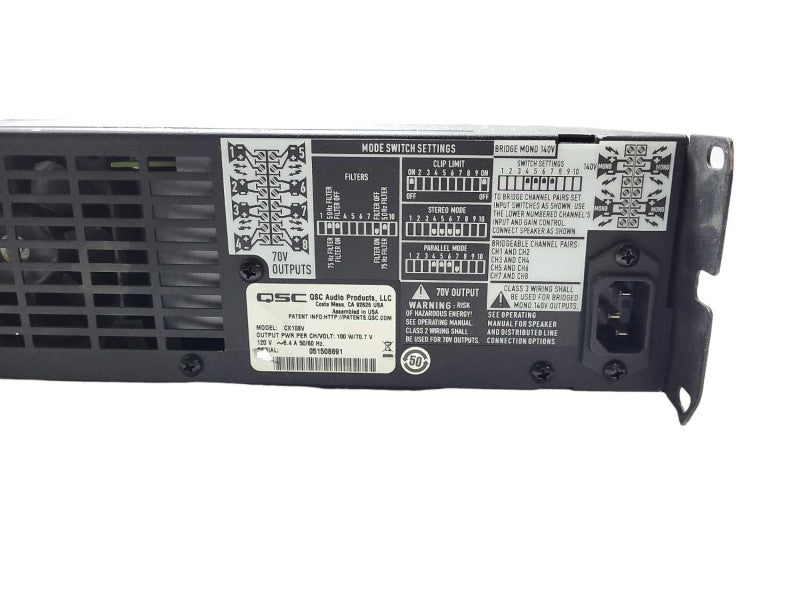 QSC CX108V Direct 70V Commercial 8 Channel Amplifier with Rack Ears READ $
