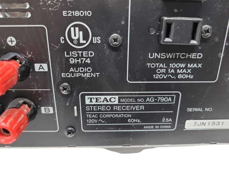 Teac AG-790 Receiver HiFi Stereo Vintage Q%