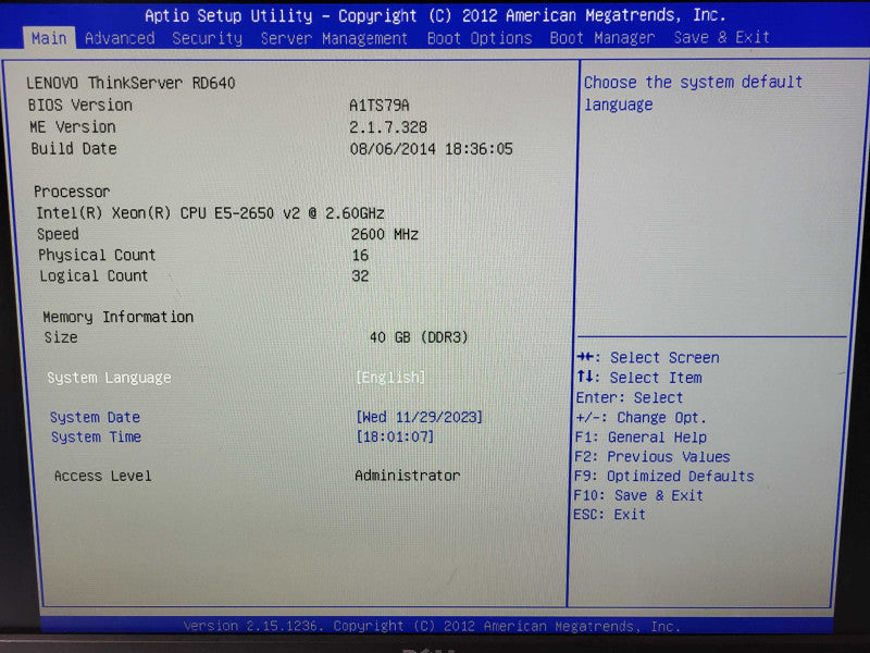 Lenovo TS RD640 2x E5-2650 v2 @ 2.6GHz 40GB ECC DDR3 9270CV-8i RAID 3.5\\" $
