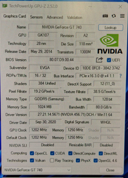 EVGA GeForce GT 740 FTW 1GB GDDR5 Graphics Card | 01G-P4-3742-KR )