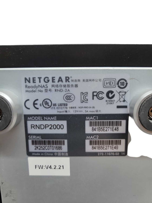Netgear ReadyNAS Duo RNDP2000 2-Bay Network Storage %
