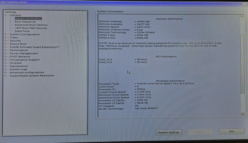 Dell OptiPlex 3070 USFF i5-9500T @ 2.20GHz 16GB DDR4 256GB M.2 + Adapter )