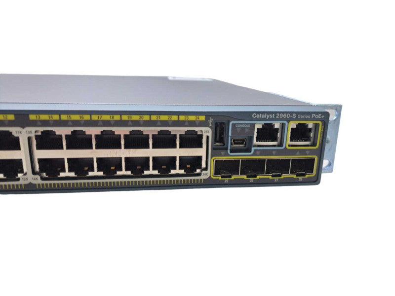 Cisco WS-C2960S-24PS-L | 24 Port Gigabit 370W PoE+ Switch w/ Stack  Q)