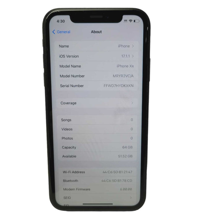 Apple iPhone Xr Space Gray 64GB UNLOCKED  -