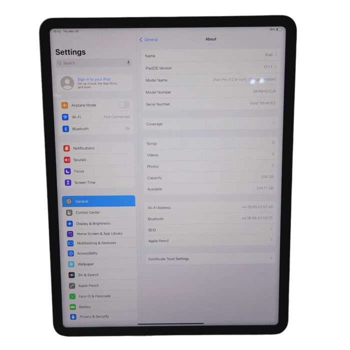 Apple iPad Pro (12.9 inch) (5th generation) 256GB UNLOCKED  -