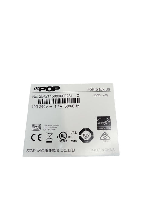STAR mPOP  - Receipt Printer - B/W - Direct Thermal POP10 BLK US &