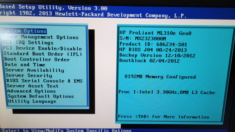 HP PL ML310e Gen8 - Xeon E3-1230 v2 | 8GB RAM | B120i RAID %
