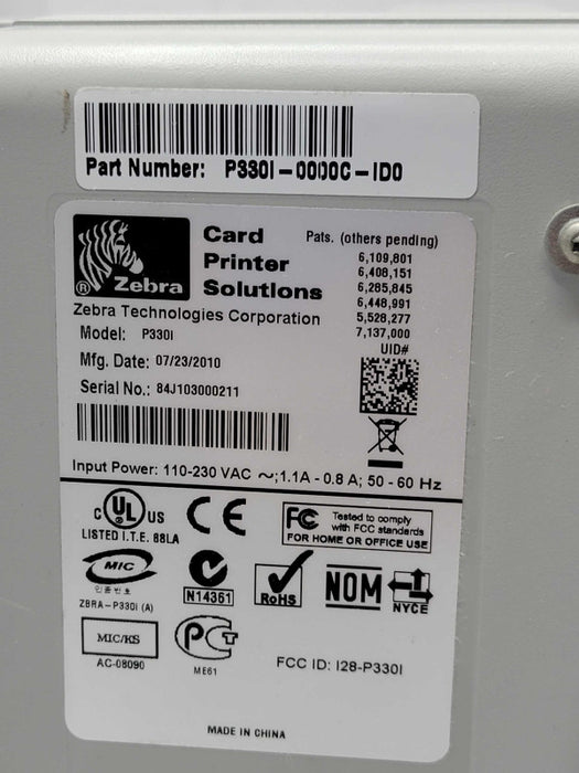 Zebra P330i Full Color ID Card Thermal Desktop Printer, READ _